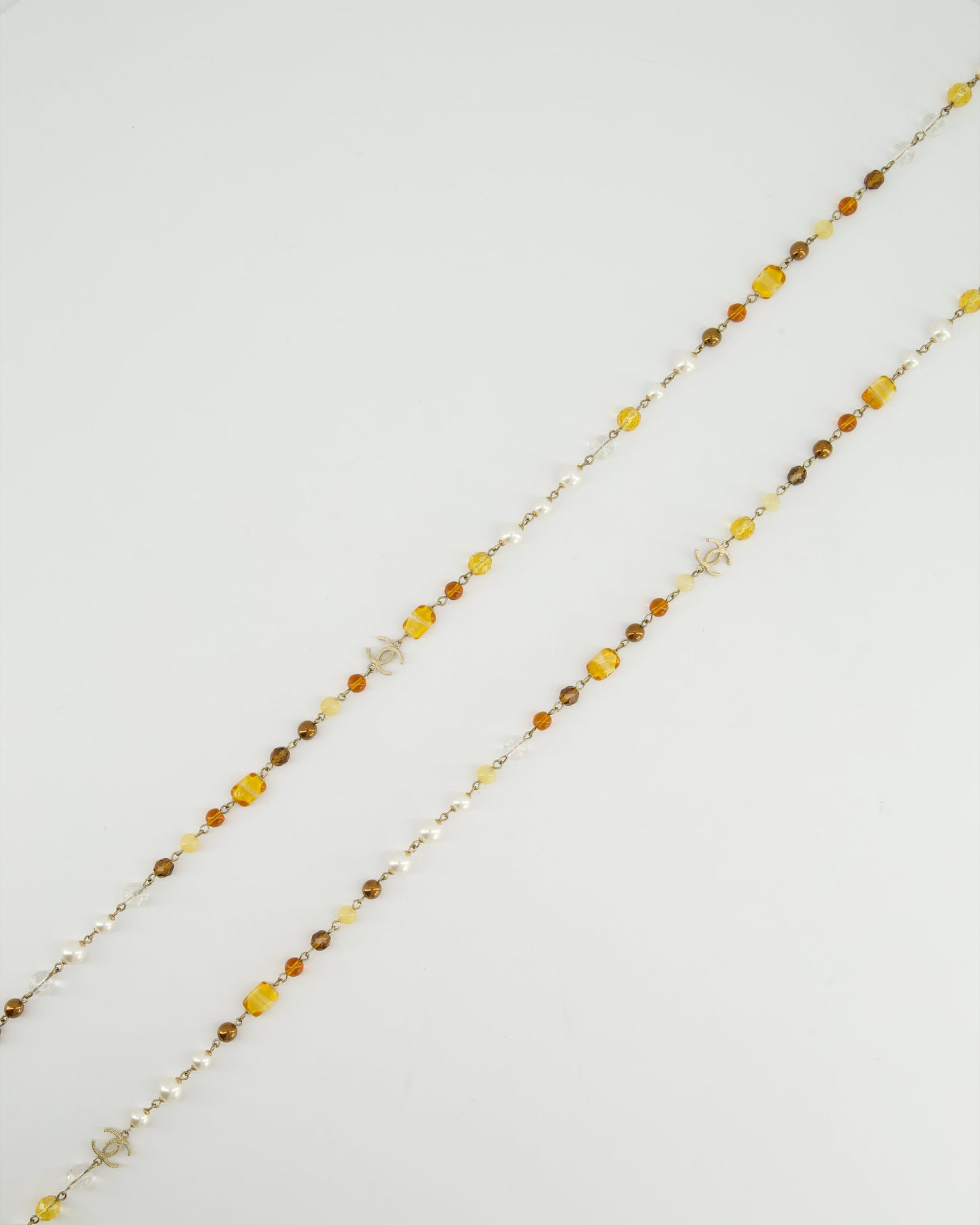 *HOT* Chanel Brown Glass Pearls and Gold CC Logo Necklace