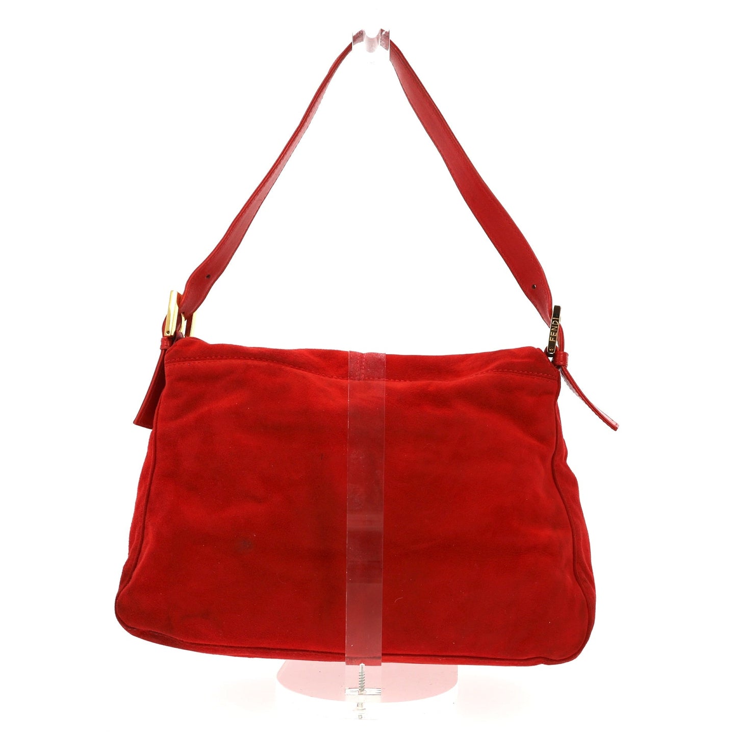 FENDI Mamma Baguette Shoulder Bag in Red Suede