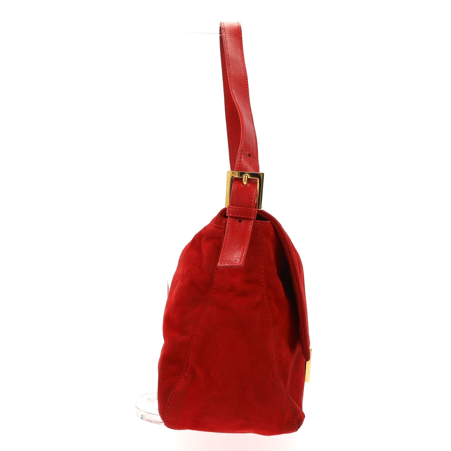 FENDI Mamma Baguette Shoulder Bag in Red Suede