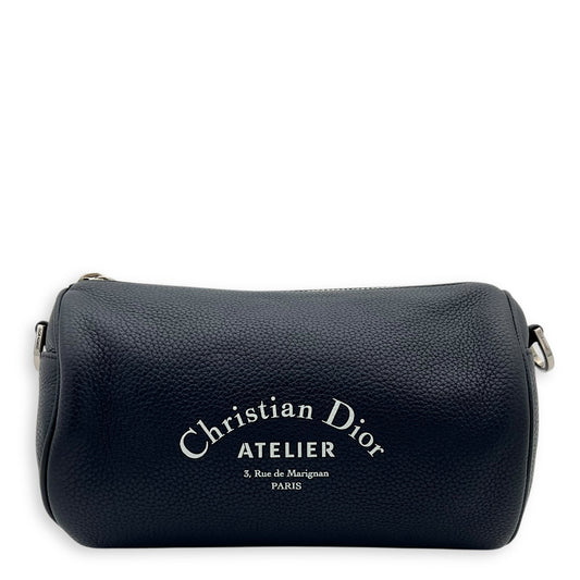 Roller Crossbody Bag Blue in Calfskin, Silver hardware