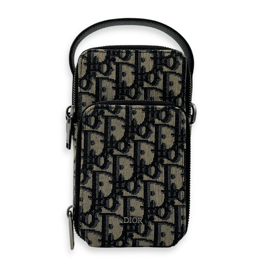 Oblique Rider Blue Crossbody Bag in Jacquard, Silver hardware