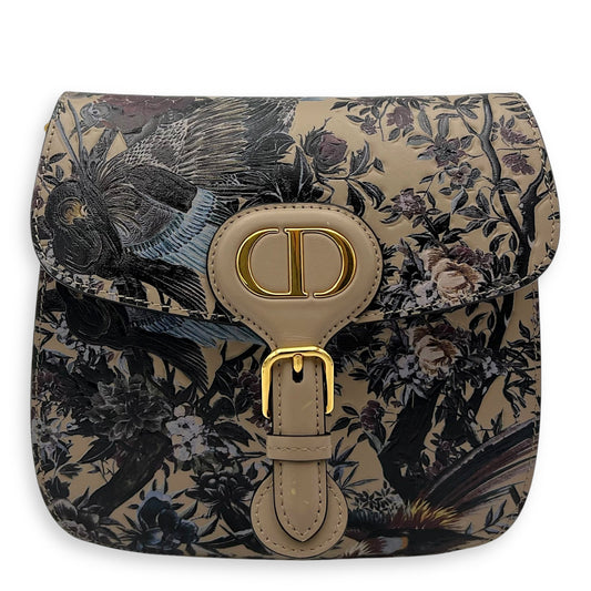 Jardin d’Hiver Bobby Frame Medium Beige Shoulder Bag in Calfskin, Gold hardware