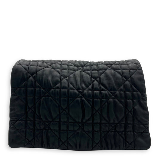 Cannage Shoulder Bag Black in Calfskin, Gold hardware