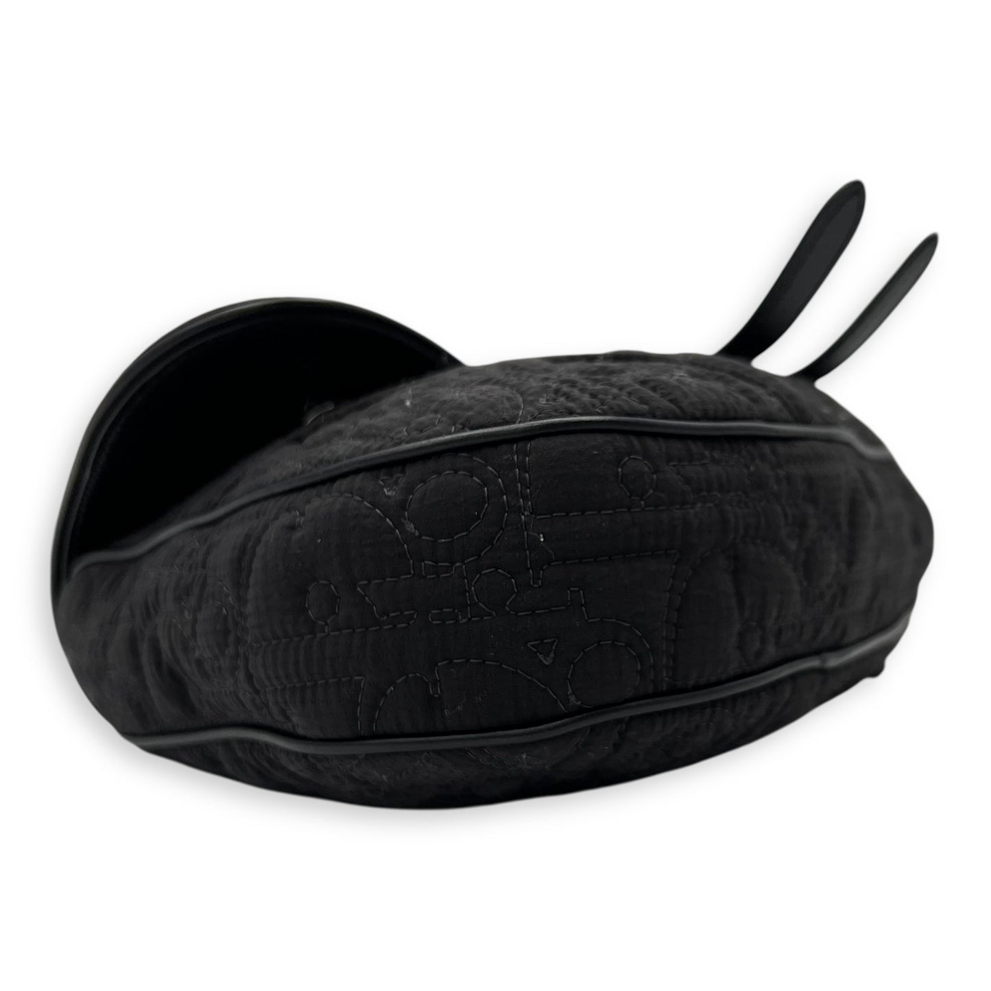 Saddle Crossbody Bag Black in Nylon, Silver hardware