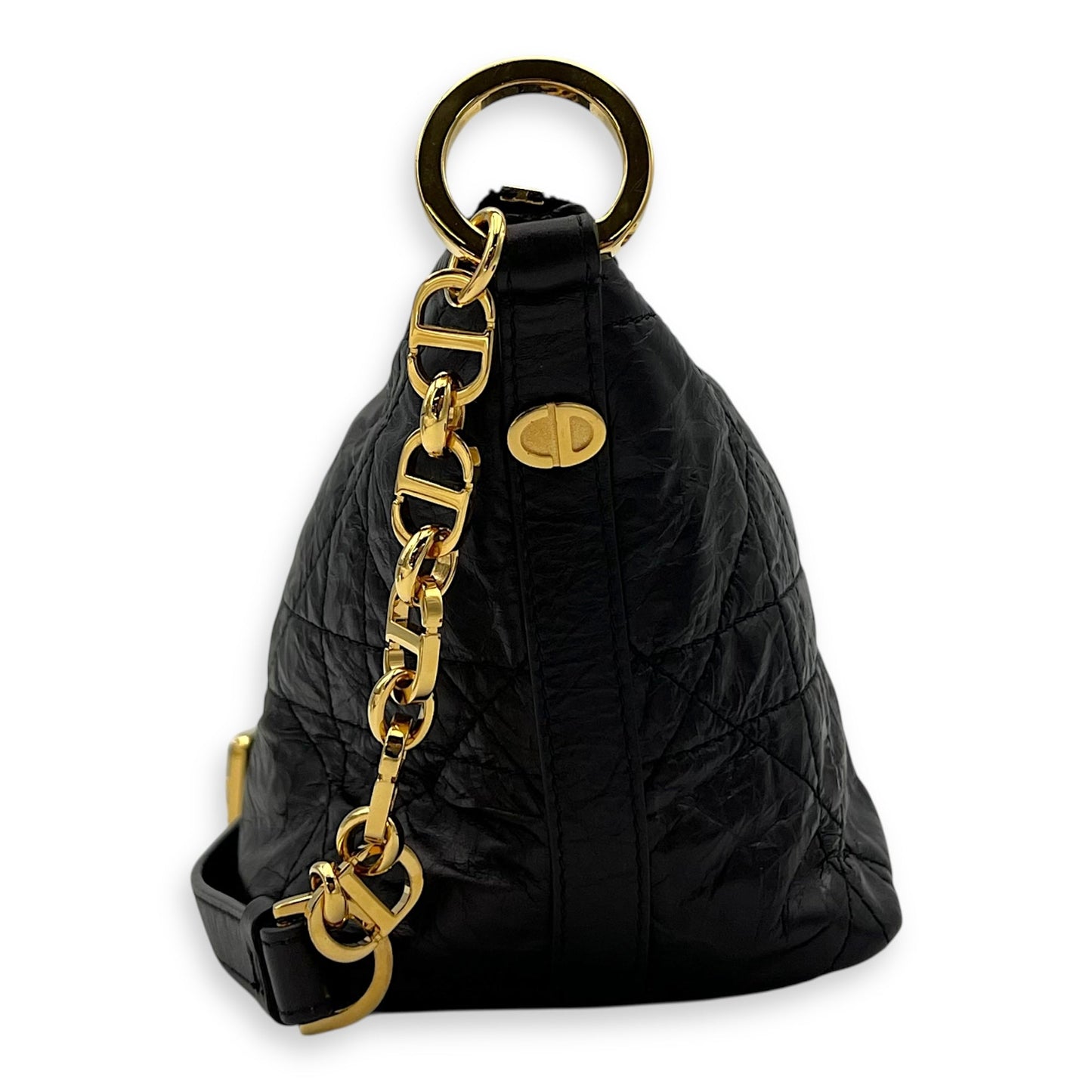 Hobostar Shoulder Bag Black in Calfskin, Gold hardware