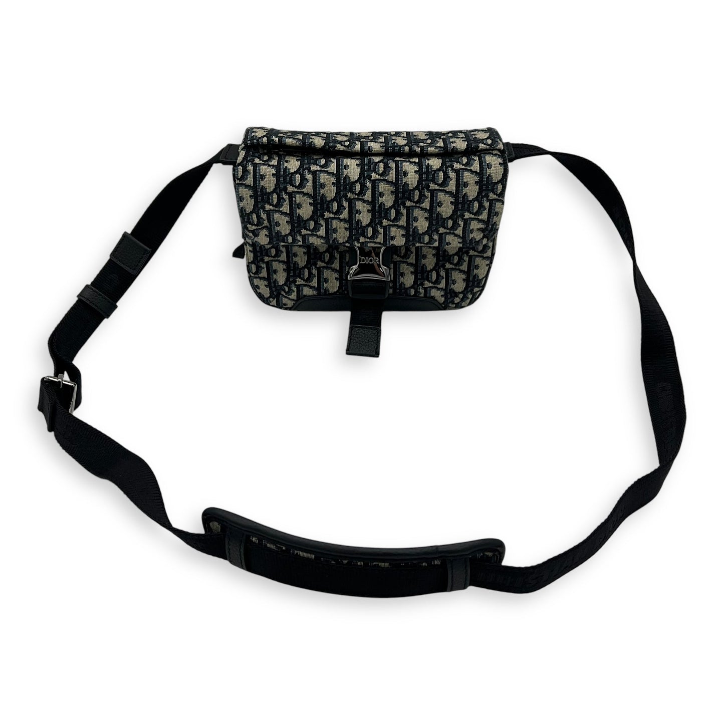 Oblique Blue Crossbody Bag in Jacquard, Silver hardware