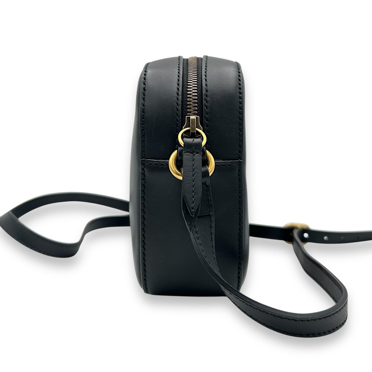Bee Crossbody Bag Black in Calfskin, Gold hardware