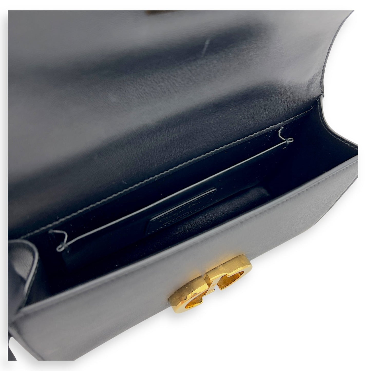 30 Montaigne East West Black Shoulder Bag in Calfskin, Gold hardware