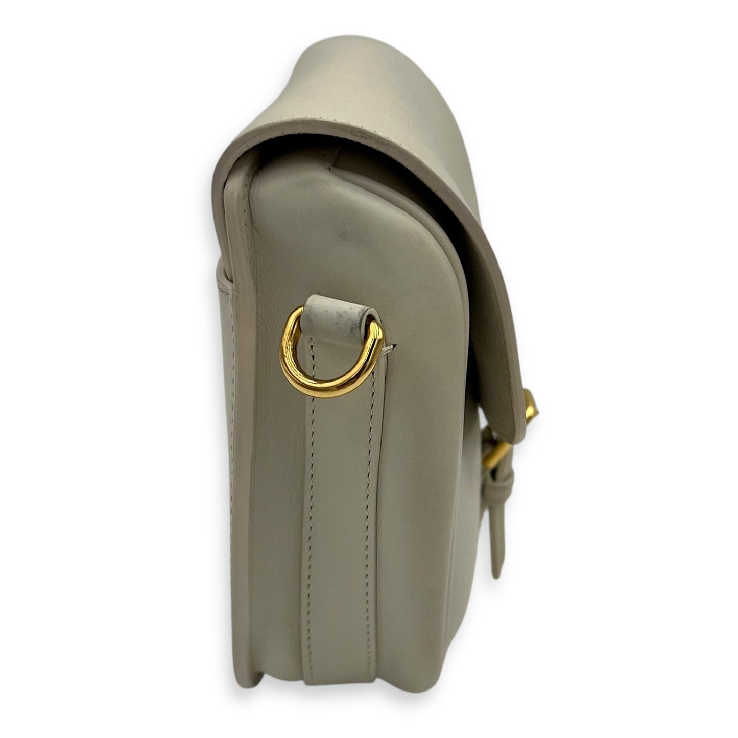 Bobby Medium White Crossbody Bag in Calfskin, Gold hardware