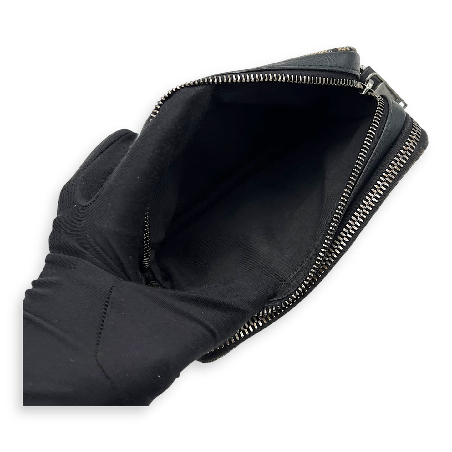 Zipped Pouch Oblique Blue Crossbody Bag in Jacquard, Silver hardware
