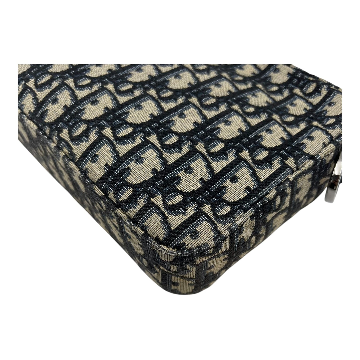 Safari Crossbody Bag Blue in Jacquard, Silver hardware
