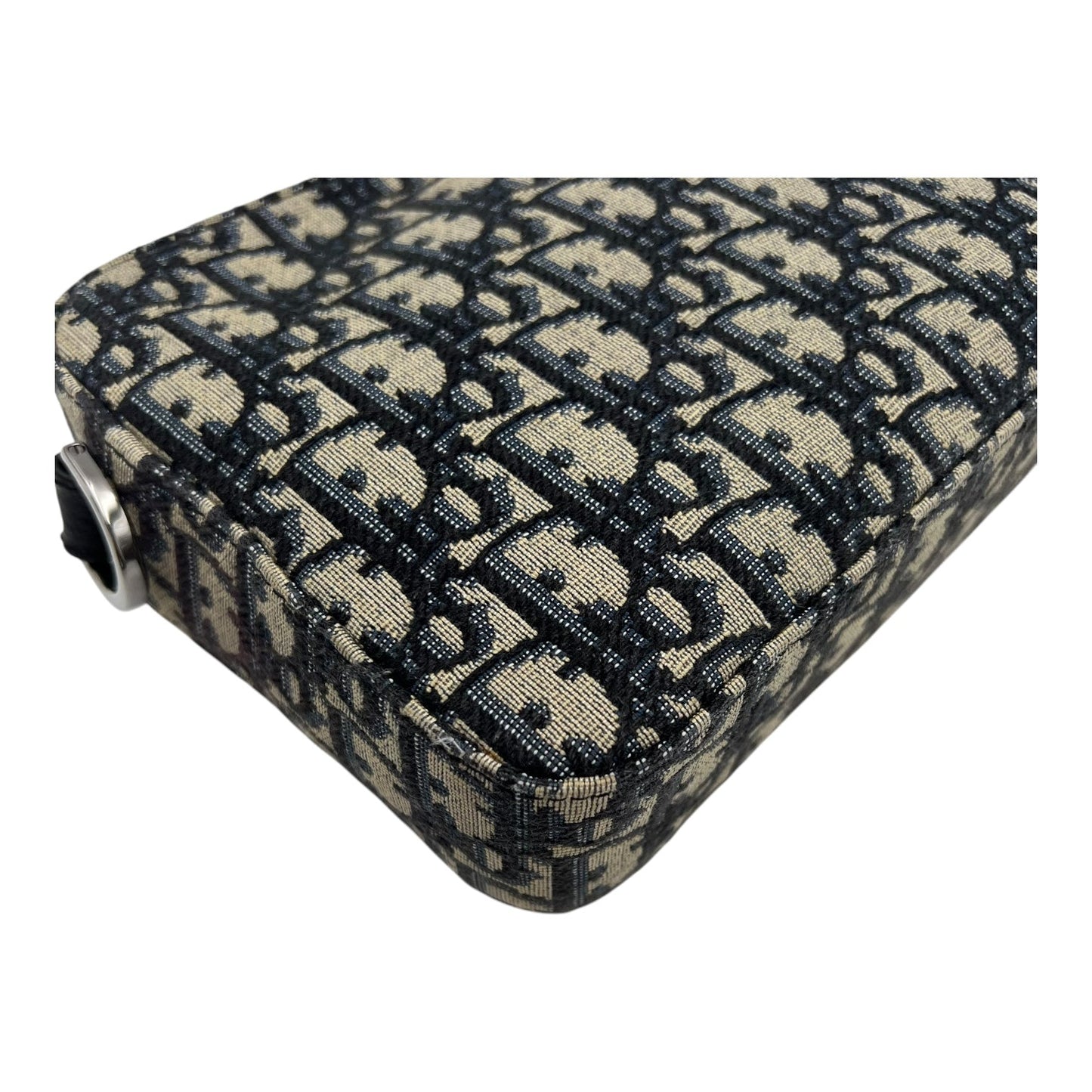 Safari Crossbody Bag Blue in Jacquard, Silver hardware
