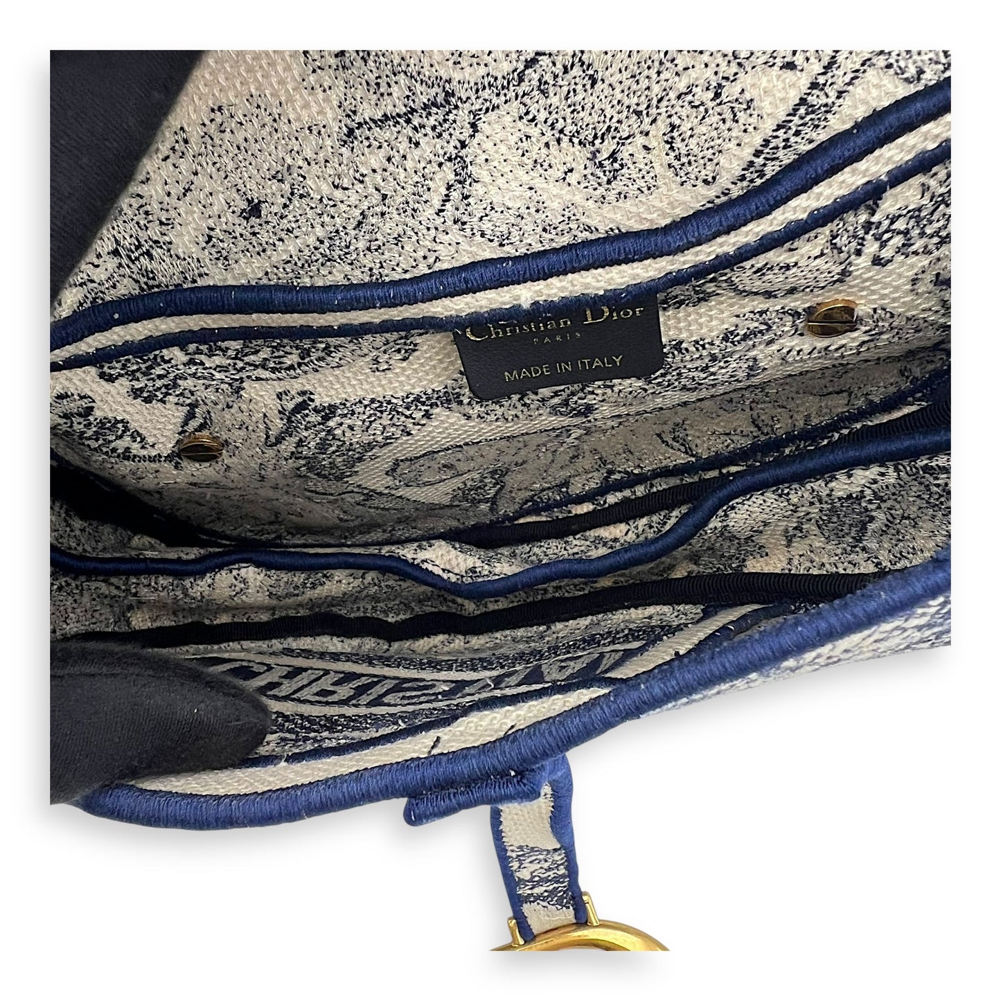 Saddle Shoulder Bag Blue in Jacquard, Gold hardware
