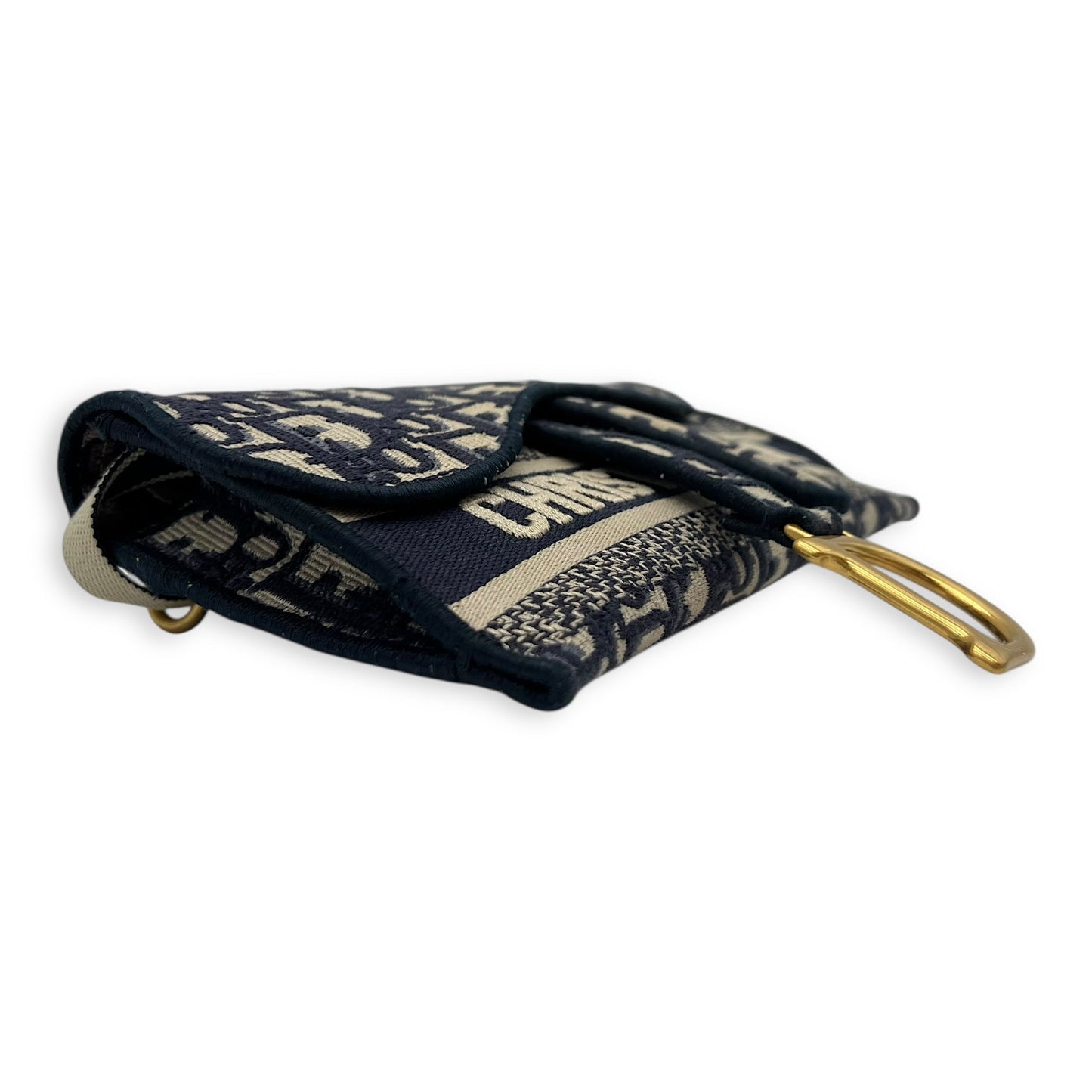 Saddle Shoulder Bag Blue in Jacquard, Gold hardware