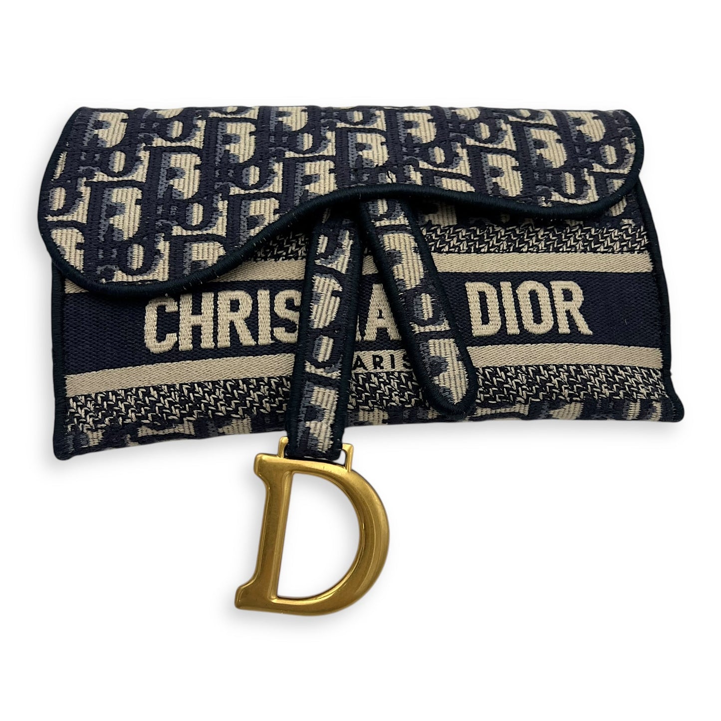 Saddle Shoulder Bag Blue in Jacquard, Gold hardware