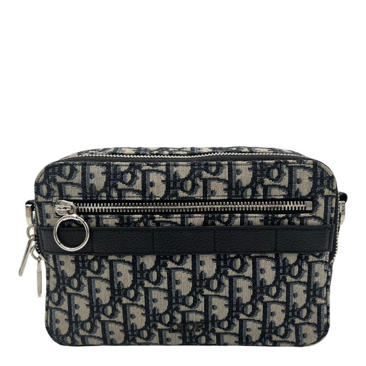 Safari Crossbody Bag Blue in Canvas, Silver hardware