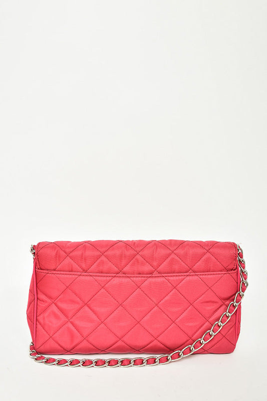 Prada Red Quilted Nylon Crossbody Bag with Chain Strap