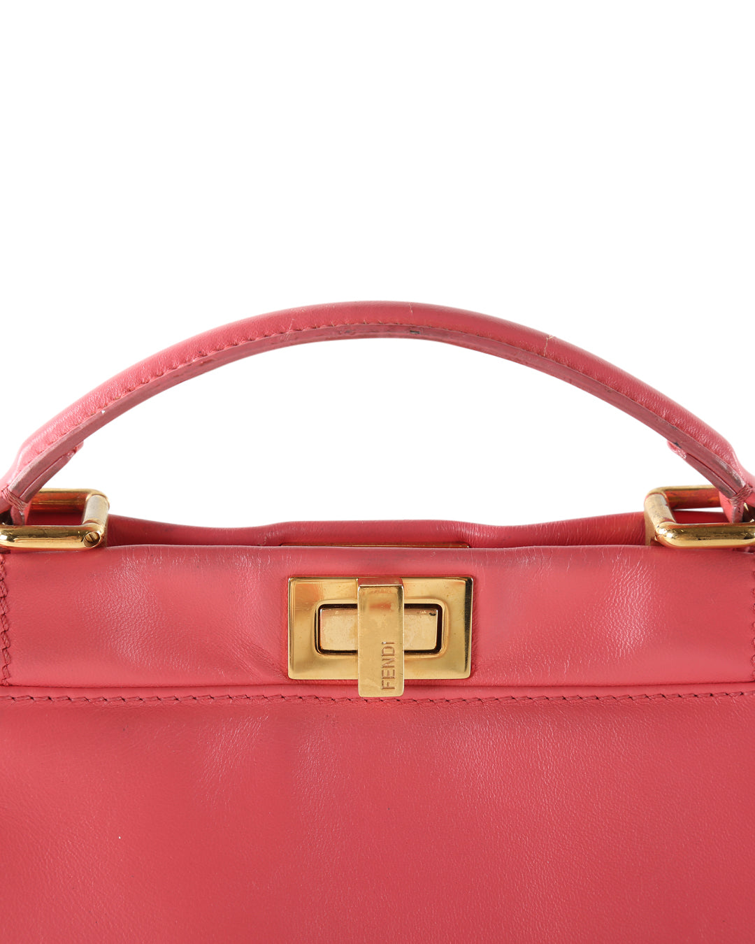 FENDI Pink Leather Mini Peekaboo Crossbody Bag