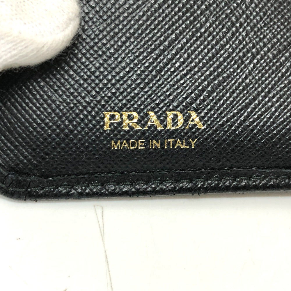 PRADA Folded wallet 1ML225 Nylon leather black triangle plate Women Used