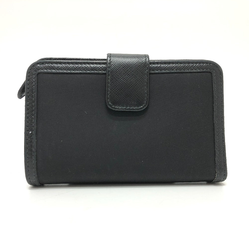 PRADA Folded wallet 1ML225 Nylon leather black triangle plate Women Used