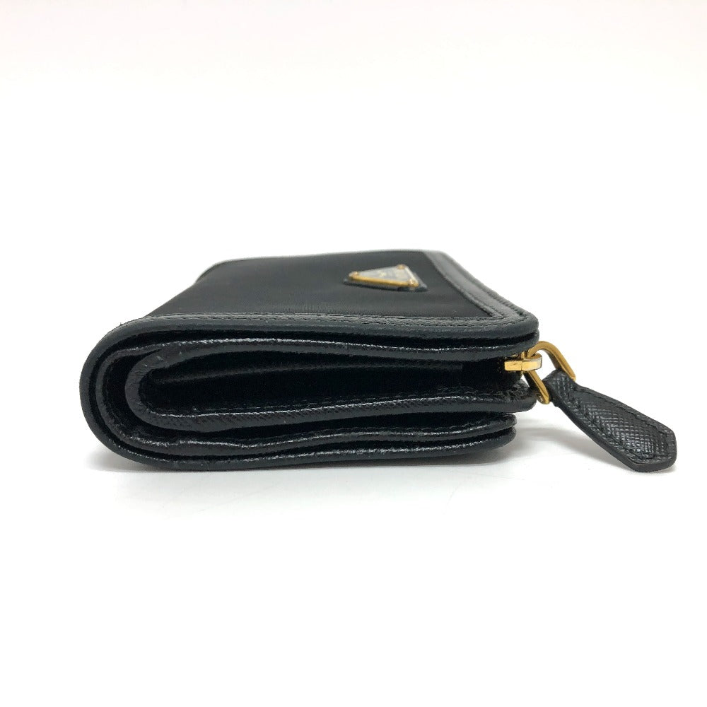 PRADA Folded wallet 1ML225 Nylon leather black triangle plate Women Used