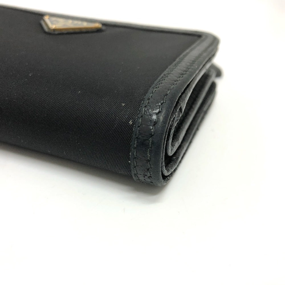 PRADA Folded wallet 1ML225 Nylon leather black triangle plate Women Used