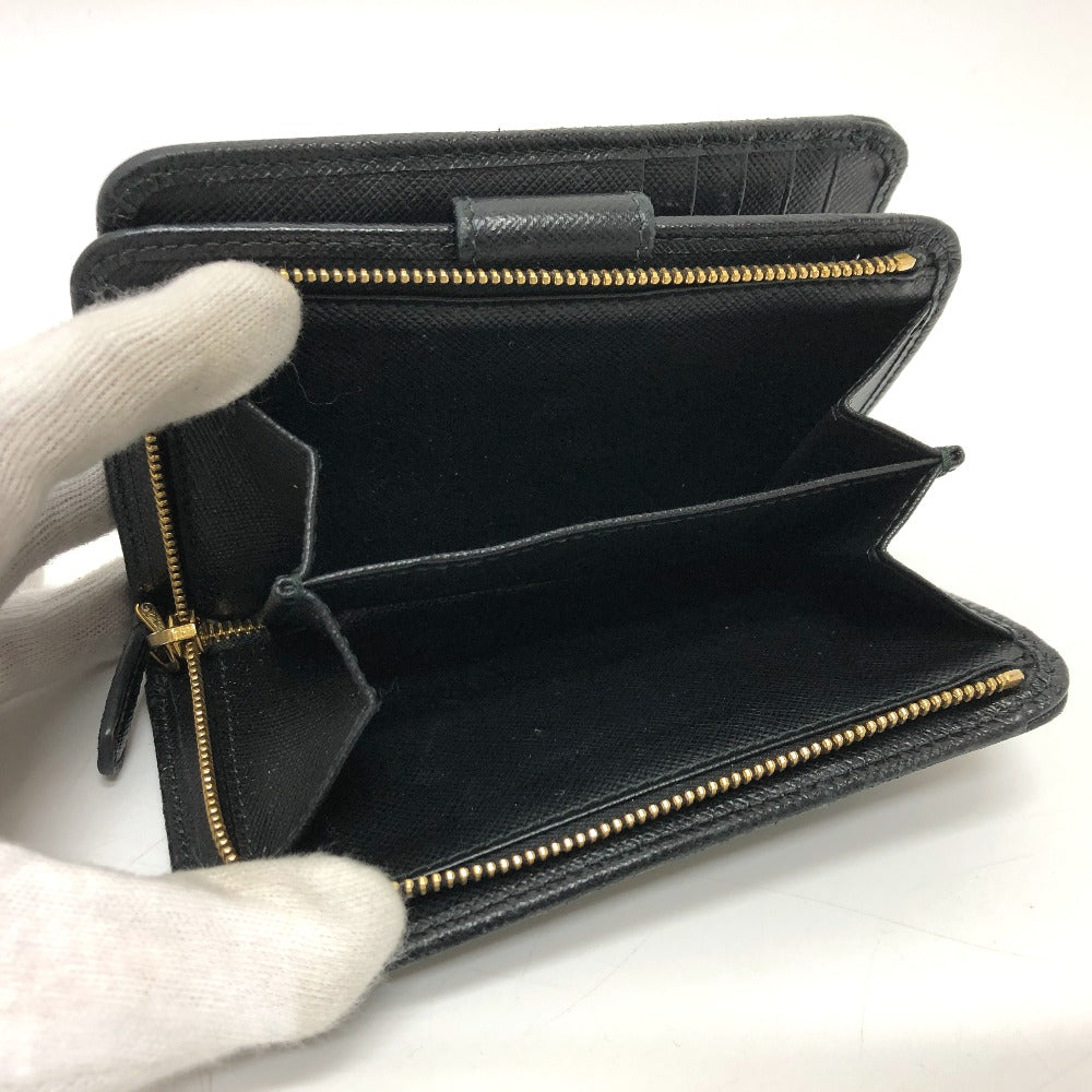 PRADA Folded wallet 1ML225 Nylon leather black triangle plate Women Used