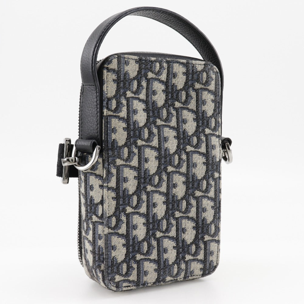 Christian Dior Shoulder Bag 2OBCA326YSE Canvas, Calfskin Navy blue 2WAY Oblique jacquard Rider Micro Pouch Women Used