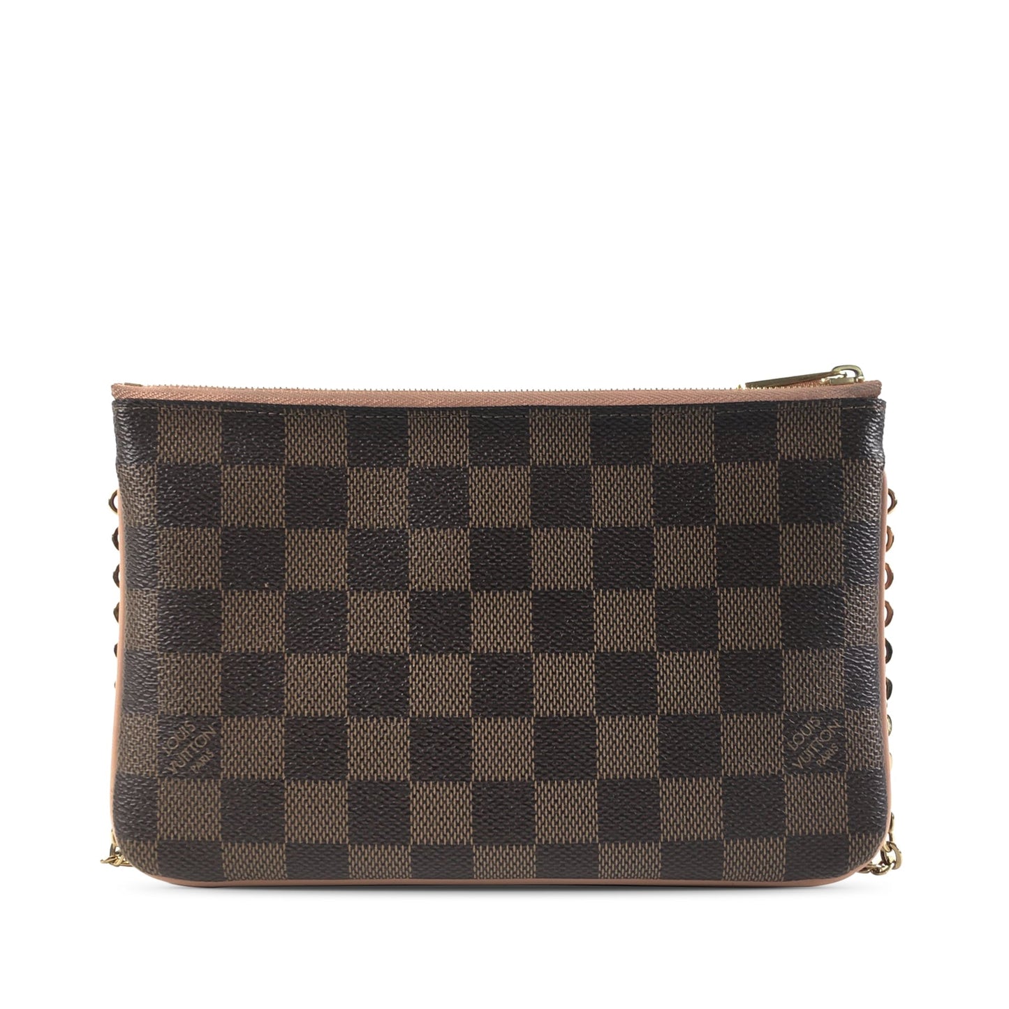 Brown Louis Vuitton Damier Ebene Pochette Double Zip Crossbody Bag