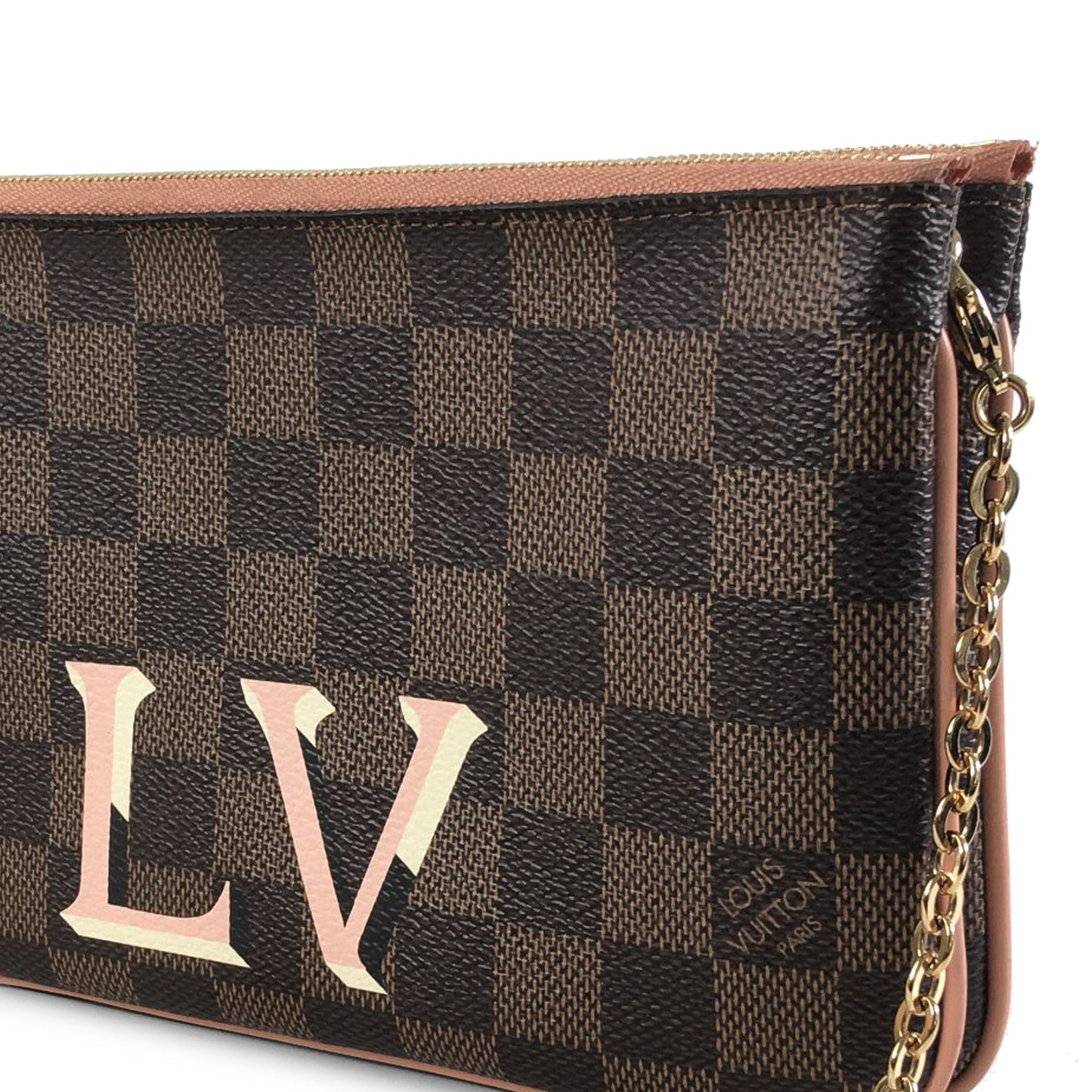 Brown Louis Vuitton Damier Ebene Pochette Double Zip Crossbody Bag