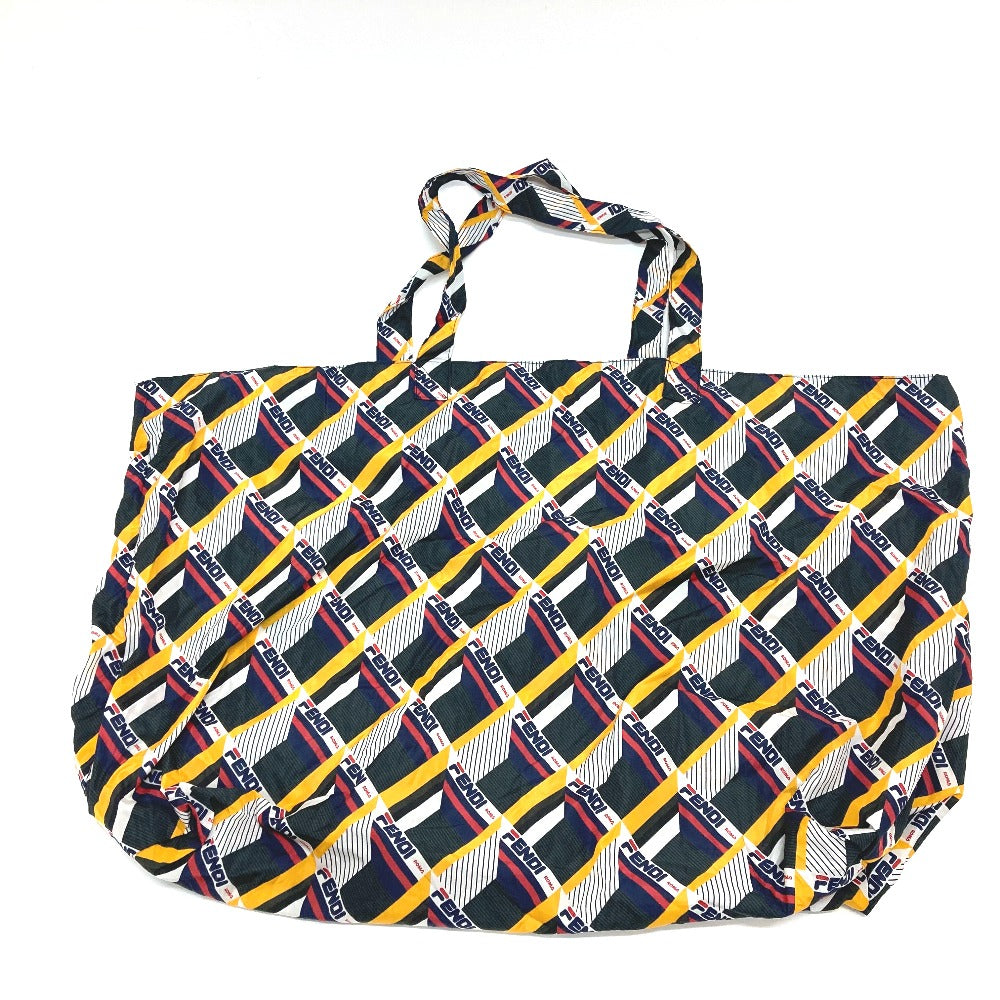FENDI Tote Bag Leather / nylon White / Navy FIRA FIRA Eco bag Shoulder Bag Women Used