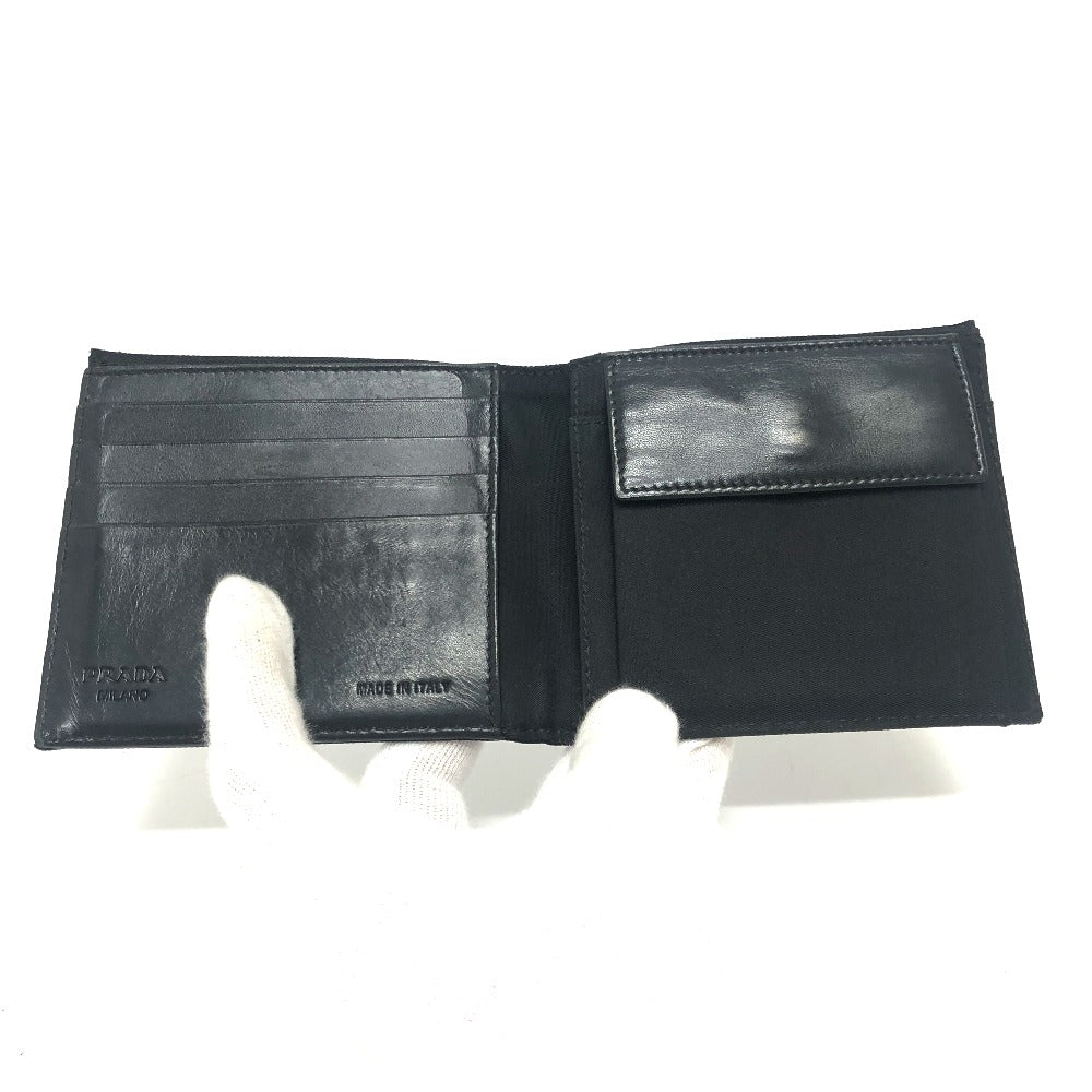 PRADA Folded wallet 2M0738 Leather / nylon black Triangle logo Women Used