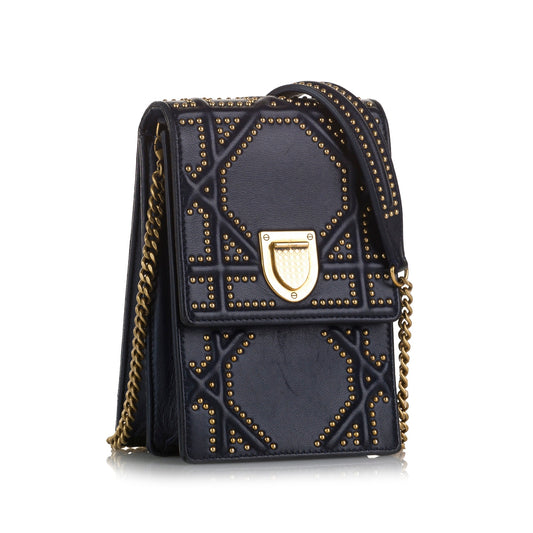Blue Dior Diorama Vertical Clutch Crossbody Bag