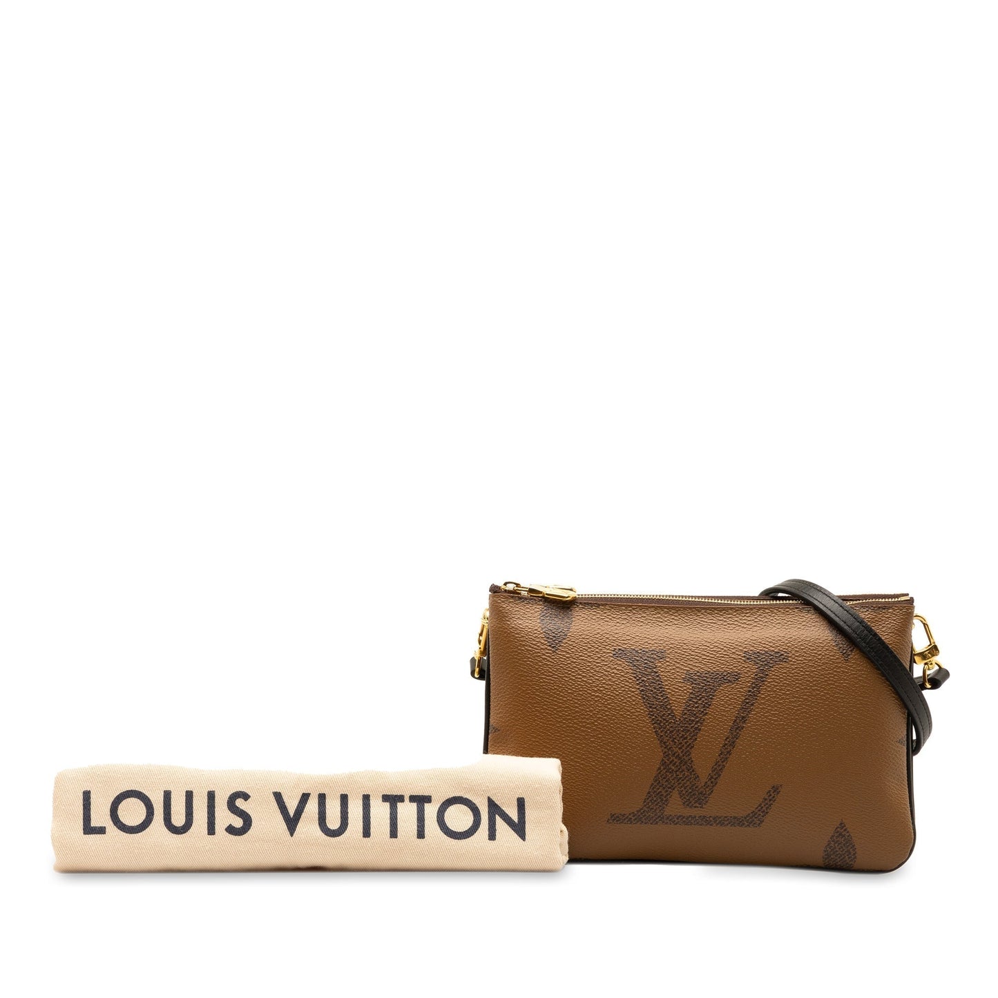 Brown Louis Vuitton Monogram Giant Reverse Double Zip Pochette Crossbody Bag