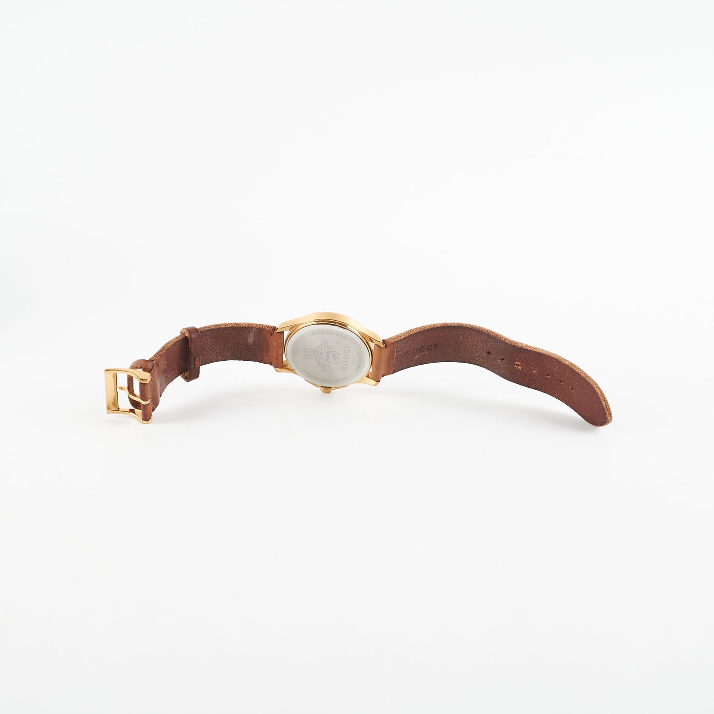 Gucci Timeless Bee Leather Strap Watch Brown