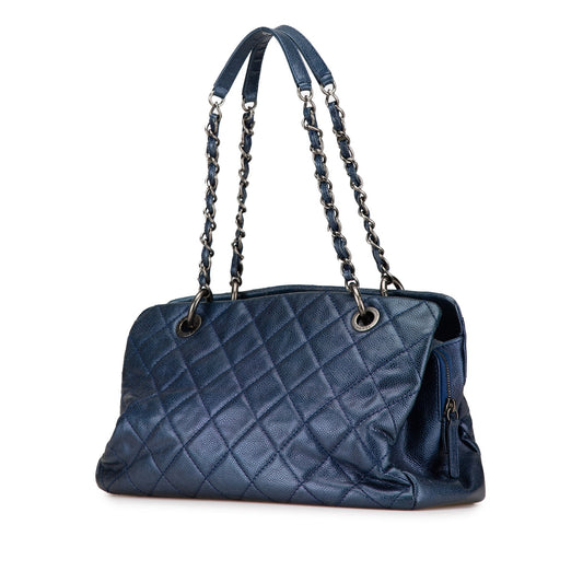 Blue Chanel Quilted Iridescent Caviar Chic Shopping Tote