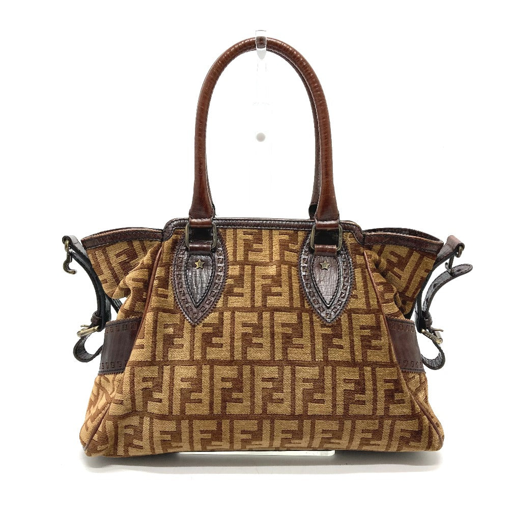 FENDI Handbag Bag Semi-Shoulder Bag Handbag Zucca FFPattern Logo Etnico Leather / suede Brown Women Used