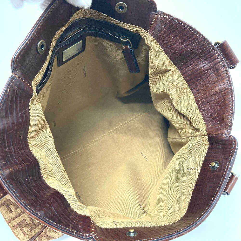 FENDI Handbag Bag Semi-Shoulder Bag Handbag Zucca FFPattern Logo Etnico Leather / suede Brown Women Used