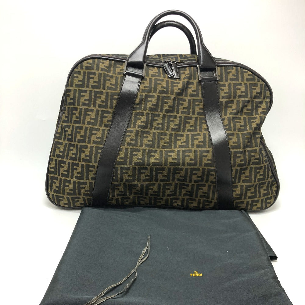 FENDI Boston Duffel bag Nylon / leather Brown Zucca FF logo