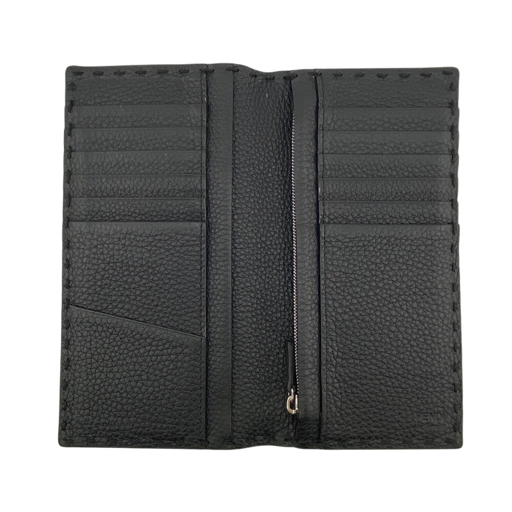 FENDI Long Wallet Purse 7M0355 leather black Celeria