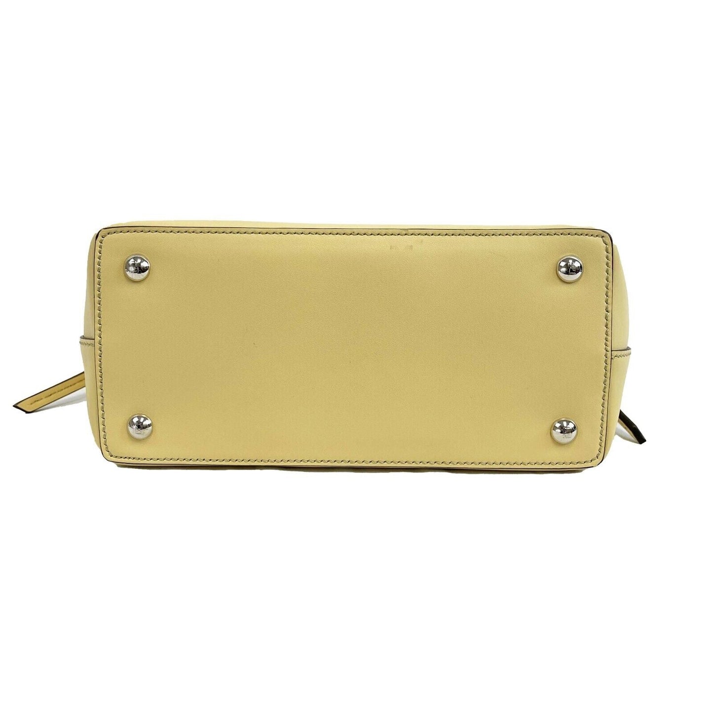 FENDI -DotCom Faces Convertible Small Yellow Satchel - Top Handle w/ Chain Strap