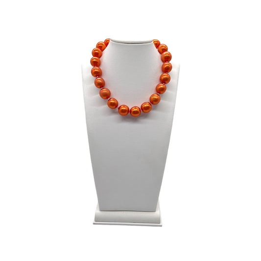 Vintage Chanel Red Orange Synthetic Pearl Necklace