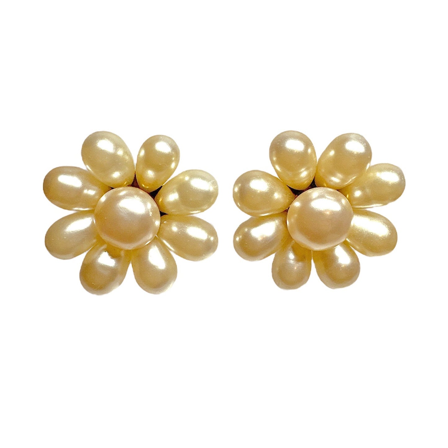 Vintage Chanel bag Faux Pearl Flower Earrings