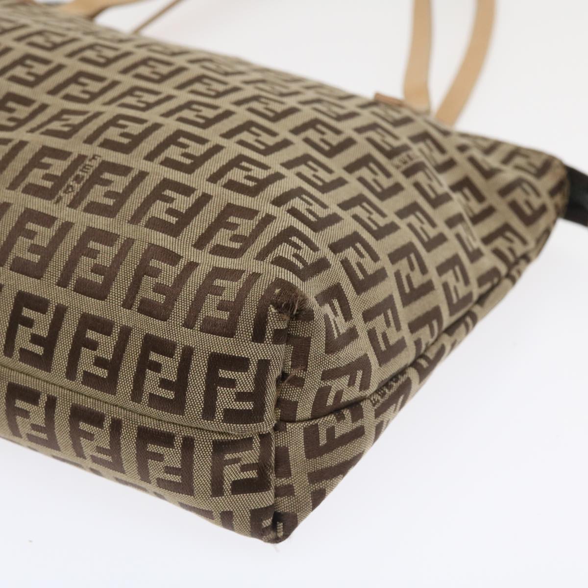 FENDI Zucchino Canvas Shoulder Bag Brown  am3565