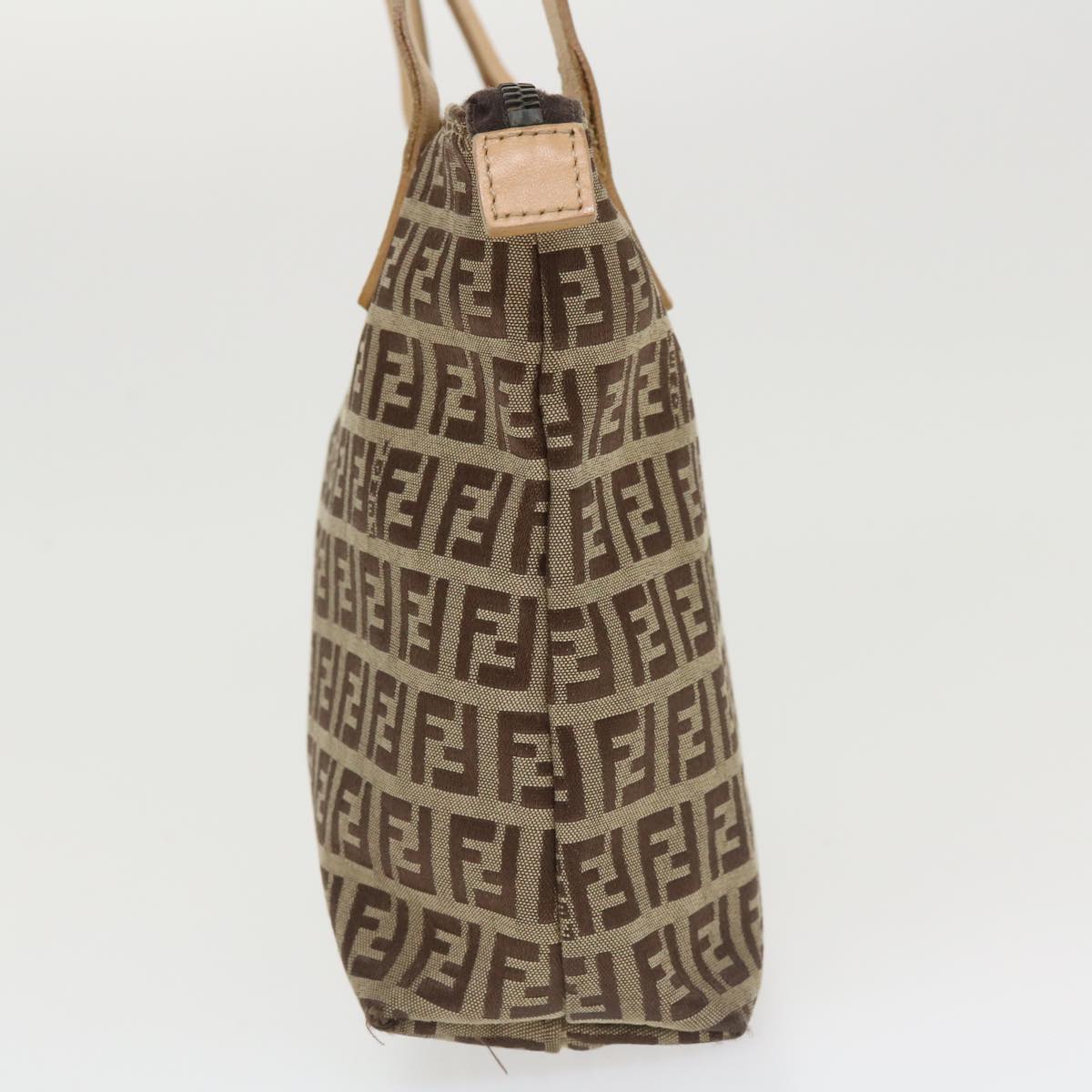 FENDI Zucchino Canvas Shoulder Bag Brown  am3565