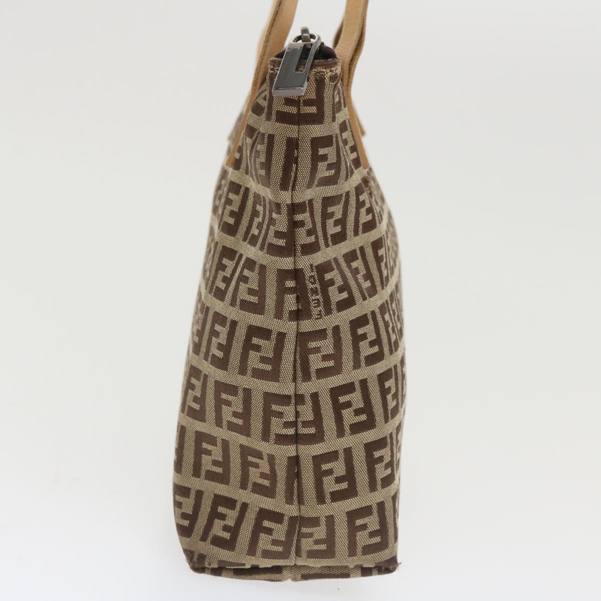 FENDI Zucchino Canvas Shoulder Bag Brown  am3565