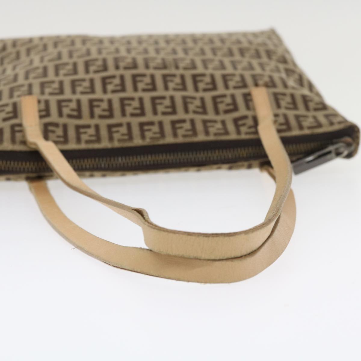 FENDI Zucchino Canvas Shoulder Bag Brown  am3565