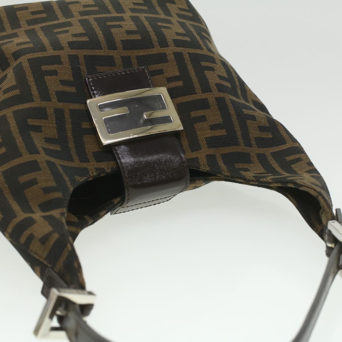 FENDI Zucca Canvas Mamma Baguette Shoulder Bag Nylon Brown Black  am3962