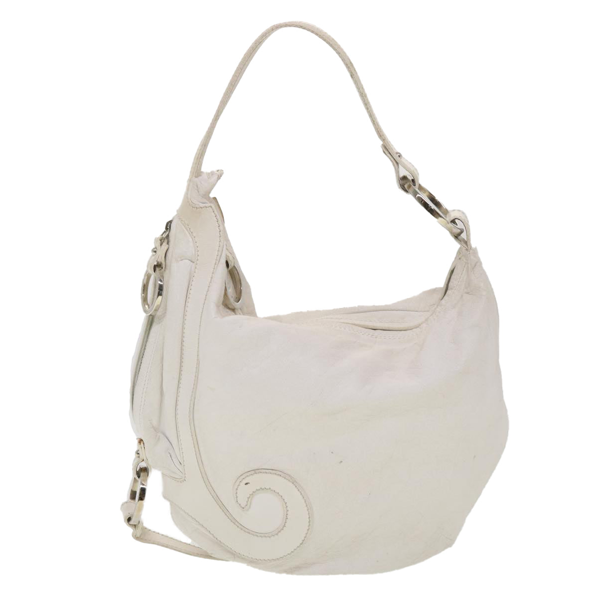 FENDI Shoulder Bag Leather White  am4051