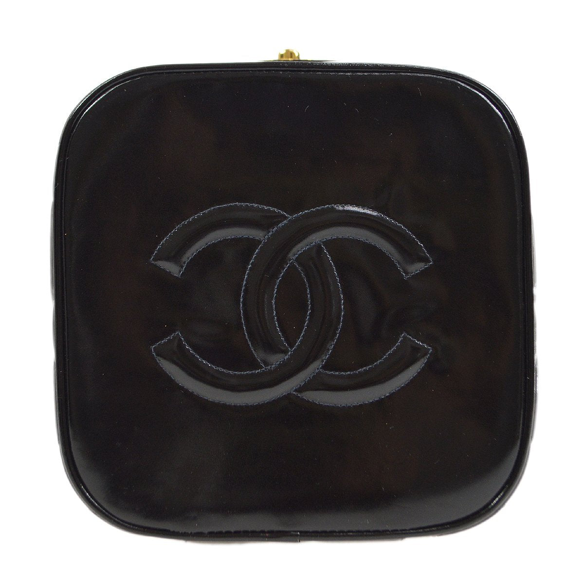 CHANEL 1995 Vanity Handbag Black Patent Leather ao34395